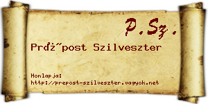 Prépost Szilveszter névjegykártya