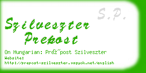 szilveszter prepost business card